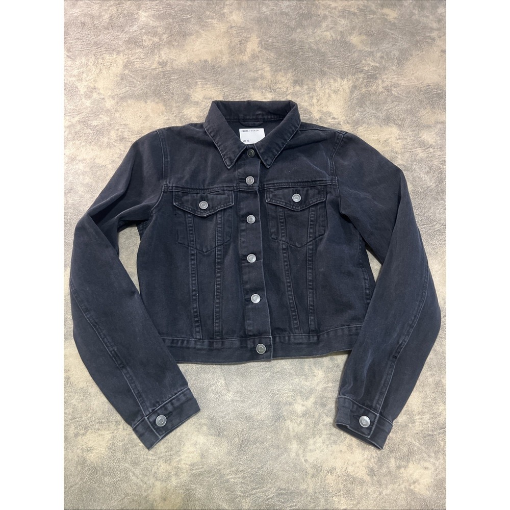 asos Denim Trucker Jacket Women's Size UK 12 US 8 Black